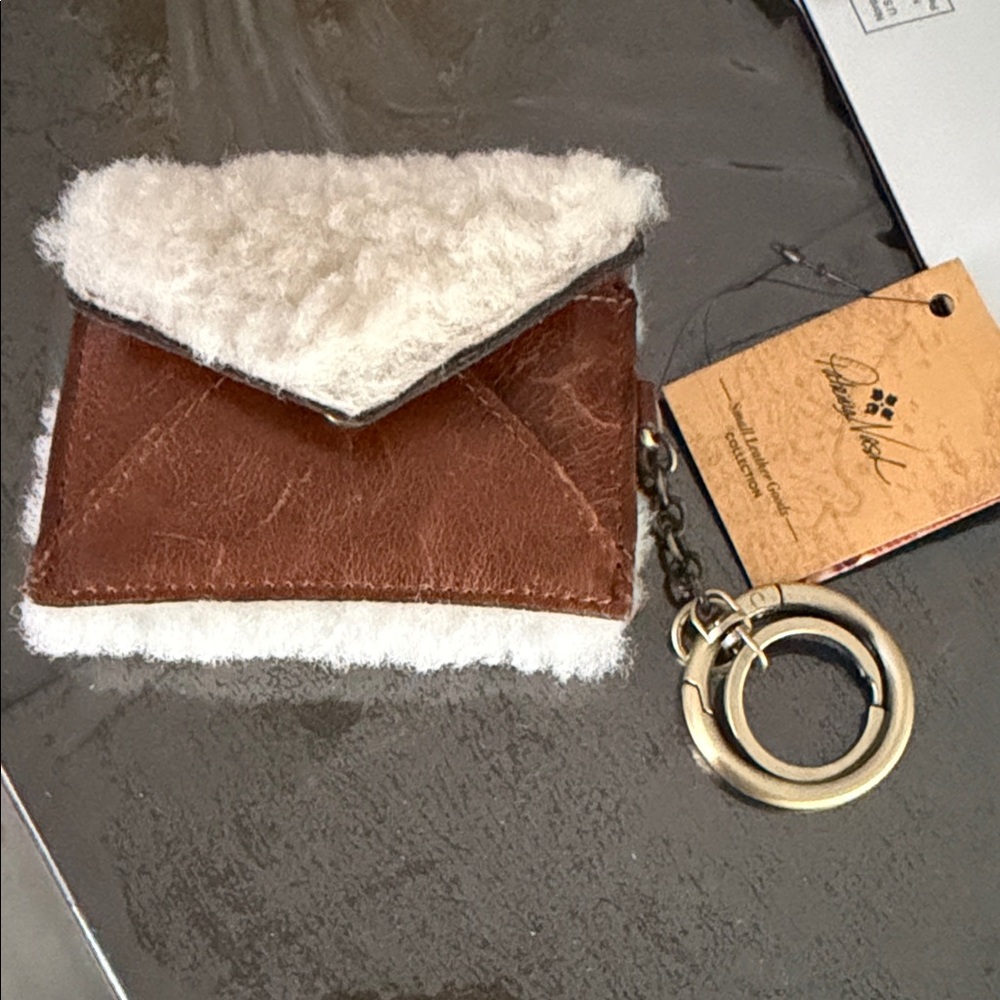 Patricia Nash Brown and White Shearling Keychain Wallet